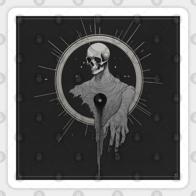 Monotone Illustration of Skull Sticker by Sheptylevskyi